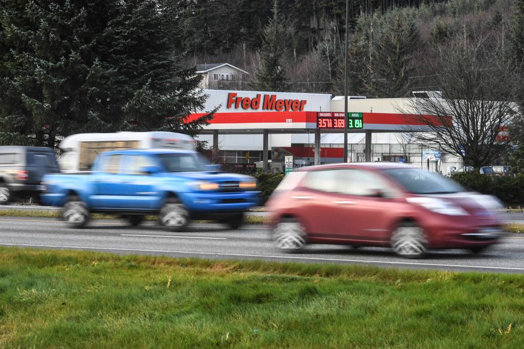Traffic passes by Fred Meyer in Juneau in November 2019. Many Juneau residents may need  or at least want  to get their prescriptions somewhere other than Fred Meyer as of Jan. 1, since its parent company Kroger has announced the termination of an agreement with a pharmacy benefit manager that works with insurers such as Cigna and Premera Blue Cross Blue Shield of Alaska. (Michael Penn / Juneau Empire File)