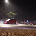 Two cars shown here after crashing on Monday night at the intersection of Egan Drive and the Fred Meyer access road. Minor injuries reported for one of the drivers while no injuries reported for the occupants of the other vehicle. (Clarise Larson / Juneau Empire)