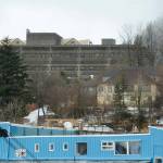 Juneaus Telephone Hill neighborhood is seen at center right, beneath the State Office Building, on Wednesday, Dec. 28, 2022. The neighborhood, owned by the state of Alaska, is being transferred to the City and Borough of Juneau. (James Brooks / Alaska Beacon)