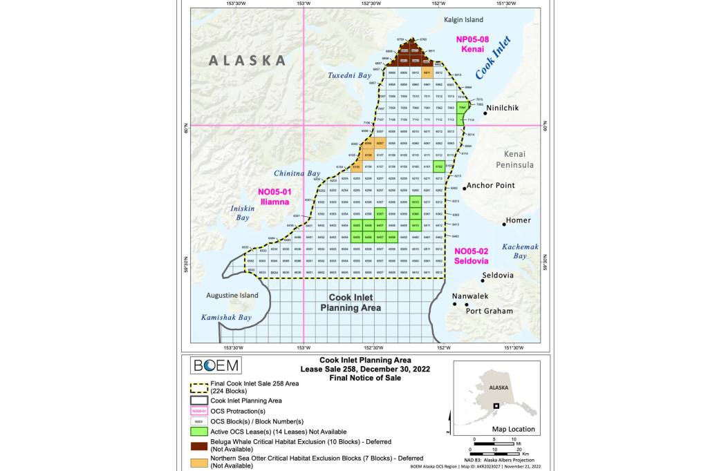 This map from the Bureau of Ocean Energy Management shows the sale area for a recently concluded oil and gas lease sale. (BOEM)