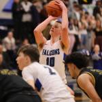 Ben Hohenstatt / Juneau Empire 
TMHS junior forward James Polasky prepares to take a free throw Tuesday night during a home game against Service. Polasky missed the shot, but did sink a subsequent follow-up opportunity. Coach John Blasco said Polaskys play was among the positive takeaways from the 47-43 loss.