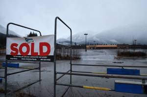 A sold sign hangs outside the property that formerly housed Walmart in early December after it was announced it has been purchased by U-Haul. Company officials recently shared plans to unveil a temporary showroom at its new location by the end of January. (Clarise Larson / Juneau Empire)