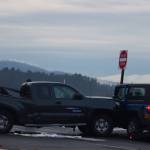 A Toyota Tacoma and Jeep Wrangler, seen here, were the other two cars involved during a crash on Thursday afternoon. (Jonson Kuhn / Juneau Empire)