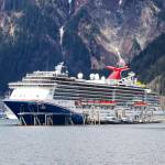 A Carnival cruise ship is berthed Juneau's cruise ship docks during the summer of 2022. (Michael S. Lockett / Juneau Empire FIle)