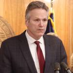 Gov. Mike Dunleavy explains his plan for Alaska to cash in on carbon credits during the unveiling of his proposed state budget for next year Dec. 15 at the Alaska State Capitol. He outlined legislation to enter carbon markets during a press conference Thursday in Anchorage. (Mark Sabbatini / Juneau Empire).