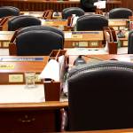 Chairs await state lawmakers in the House chambers at the Alaska State Capitol on Friday. A total of 14 prefile bills were published during the day in addition to 68 published Tuesday. (Mark Sabbatini / Juneau Empire)