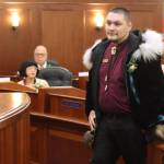 Josiah Patkotak, I-Utqiaġvik, walks toward the dais in the Alaska House of Representatives Chamber to preside over the body as the speaker pro tem. (Jonson Kuhn / Juneau Empire)