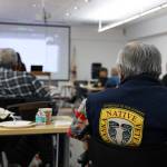 Clarise Larson / Juneau Empire
Arsenio Pastor Credo and other Alaska Native veterans listen to a presentation Thursday afternoon how to apply for up to 160 acres of the more than 27 million acres of public land available to Alaska Native veterans who were unable to apply for their acres of in-state land due to serving during the Vietnam War.