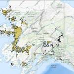 U.S. Bureau of Land Management 
A map shows land tracts where Alaska Native Vietnam veterans can apply for parcels under an allocation program by the U.S. Bureau of Land Management. The most common land parcels potentially available are shaded in light yellow. Areas shaded in light green, including the ones nearest Juneau, represent potentially available state selected land.
