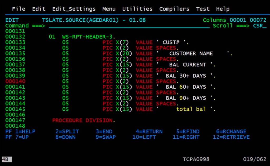 A screenshot shows a program written in the early-computer language of COBAL that is used by Alaskas Division of Public Assistance to process food stamp applications a computer. Only one person is currently able to fully operate the computer system which uses 1959 technology and finding other people qualified in the ancient programming language is a difficulty extended beyond the already-troublesome workforce shortages, according to Department of Health Commissioner Heidi Hedberg. (Alaska Department of Health)