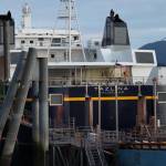 The Tazlina is docked at the Auke Bay ferry terminal in this November 2021 photo. Over a quarter of a billion dollars is on its way to fund six projects for the Alaska Marine Highway System via grant funding awarded by the Federal Transit Administration. (Ben Hohenstatt / Juneau Empire File)