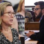 Former Alaska Office of Management and Budget Director Donna Arduin, left, and current director Neil Steininger presents portions of Gov. Mike Dunleavy’s proposed budgets at the start of his first and second terms in 2019 and 2023, respectively. The two represent vastly different approaches the governor has taken in interacting with legislators at the start of those two terms. (Photos: Michael Penn / Juneau Empire file and Mark Sabbatini / Juneau Empire)