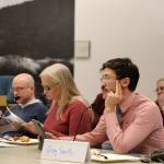 Clarise Larson / Juneau Empire 
Assembly member Greg Smith discusses staff morale with the Bartlett Regional Hospital Board President Kenny Solomon-Gross during a joint meeting between the Assembly and hospitals senior leadership team and board to discuss the hospitals current multimillion dollar deficit and financial state.