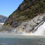 Mist from Nugget Falls has a prism-like effect in September 2020. (Ben Hohenstatt / Juneau Empire File)
