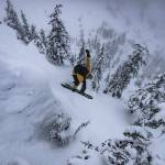 Mark Rainery riding backcountry trails of Southeast as part of his latest collaborative snowboarding film, The Outliers, which premiered on Feb. 11 at the Hangar Ballroom in Juneau. (Courtesy Photo / Scott Baxter)