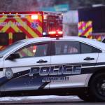 Ben Hohenstatt / Juneau Empire 
Juneau Police Department along with first responders on the scene of an accident Tuesday morning involving three vehicles at the intersection of Mendenhall Loop and Mall Road. No injuries were reported.