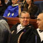 State Sens. Lyman Hoffman, D-Bethel, and Donald Olson, D-Golovin, observe "kuspuk Friday" on the floor of the Alaska State House during a speech by U.S. Rep. Mary Peltola. Peltola, a Bethel resident who served in the Legislature from 1999 to 2009, is credited with starting the weekly wearing of the Yup'ik garments early during her tenure. (Clarise Larson / Juneau Empire)