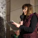 Clarise Larson / Juneau Empire 
Bridget Weiss, superintendent of the Juneau School District, speaks during a rally seeking an increase in public school funding Jan. 23 at the Alaska State Capitol. Weiss, who is stepping down as superintendent June 30, is scheduled to take on a broader statewide role as the new liaison for the University of Alaska College of Education Consortium starting July 1.