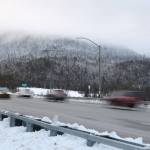 Cars zoom across the downtown bridge connecting Juneau to Douglas Island. Thursday evening the City and Borough of Juneau Public Works and Facilities Committee hosted an open forum meeting to discuss a proposed second crossing from Juneau to Douglas Island. (Clarise Larson / Juneau Empire)