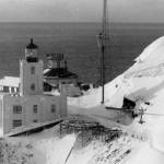 Scotch Cap Lighthouse, on the southwest shore of Unimak Island, before the giant wave of April 1, 1946. (NOAA/NGDC, Coast Guard)