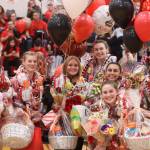 Jonson Kuhn / Juneau Empire 
From left to right, JDHS seniors Izzy Waters, Skylar Tuckwood, Mariah Schauwecker, Ashley Laudert, Kiyara Miller, Carlynn Casperson, and Jossline Aranda-Jackson pose for a group photo on Thursday night for the JDHS senior night.