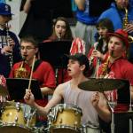 The Wrangell Pep Band plays at the Region V tournament on Wednesday. (Klas Stolpe / For the Juneau Empire)