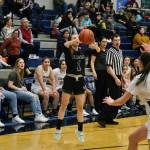 Haines MacKenzy Dryden shoots from the arch against Craig during the Region V tournament on Wednesday. (Klas Stolpe / For the Juneau Empire)