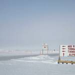 A sign points to the two wells, Tinmiaq 2 and 6, that are part of ConocoPhillips Willow project in the National Petroleum Reserve-Alaska. (Courtesy of ConocoPhillips)