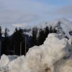 This snow pile outside Thunder Mountain High School is expected grow. The National Weather Service in Juneau issued a winter weather advisory starting Wednesday morning and running through Thursday morning. (Clarise Larson / Juneau Empire)