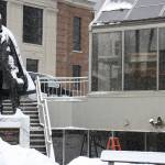 Snow blankets the courtyard outside the Juneau - State Courthouse, where a sit-in starting at 8 a.m. Wednesday was announced by people protesting what they called unconstitutional restrictions recently placed on grand juries. Only one protester said she came by shortly before noon, but didnt stay long because no other people were there. Similar (Mark Sabbatini / Juneau Empire)