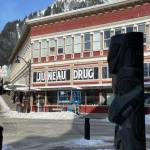 During winter 2022-23, contractors replace the awning structure on the 1904-1913 Valentine Building. The historic building was listed on the National Register of Historic Places in 1985. Its location at the corner of Front and Seward streets is also within Juneaus Downtown Historic District. (Laurie Craig/ For the DBA)