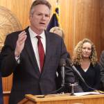 Gov. Mike Dunleavy discusses his proposed budget for the 2024 fiscal year during a press conference at the Alaska State Capitol in December 2022. A lower-than-expected revenue forecast is raising questions about what the states spending plan will ultimately look like. (Mark Sabbatini / Juneau Empire File)