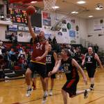Daylight Saving Time just started, but Juneau's Jim Carson turned back the clock late in the second quarter of a Masters Bracket game against Klukwan. Carson finished the Thursday night contest with 16 points, and Juneau prevailed 48-39. (Ben Hohenstatt / Juneau Empire)