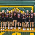 The 2022-2023 JDHS Crimson Bears pose for a photo at ASAA state competition in Anchorage on Saturday before competing against TMHS in the championship game. JDHS finished in fourth place and TMHS went home in sixth. (Courtesy Photo / Tanya Nizich)