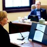 Bethany Marcum, executive director of the Alaska Policy Forum, responds to questions from the Senate Education Committee on Friday about her nomination to the University of Alaskas Board of Regents. Her organizations conservative policies, including backing a budget by Gov. Mike Dunleavy that proposed a 40% cut to the university system, made her the most controversial of the governors four nominees to the board. (Mark Sabbatini / Juneau Empire)