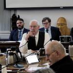 State Sen. Bert Stedman, center, co-chair of the Senate Finance Committee, presides over a committee hearing Thursday. The committee on Monday approved an $8.4 million fast-track supplemental budget to address staff shortages in processing food stamps, public defenders and legal advocates for vulnerable residents. (AP Photo/Becky Bohrer)
