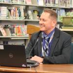 Jonson Kuhn / Juneau Empire
Thom Peck answers questions from the Juneau School Board on Tuesday at Thunder Mountain High School. Each of the three finalists for the Juneau superintendent position took turns rotating from the high schools auditorium to the library to better explain why they feel theyre the best person for the position.