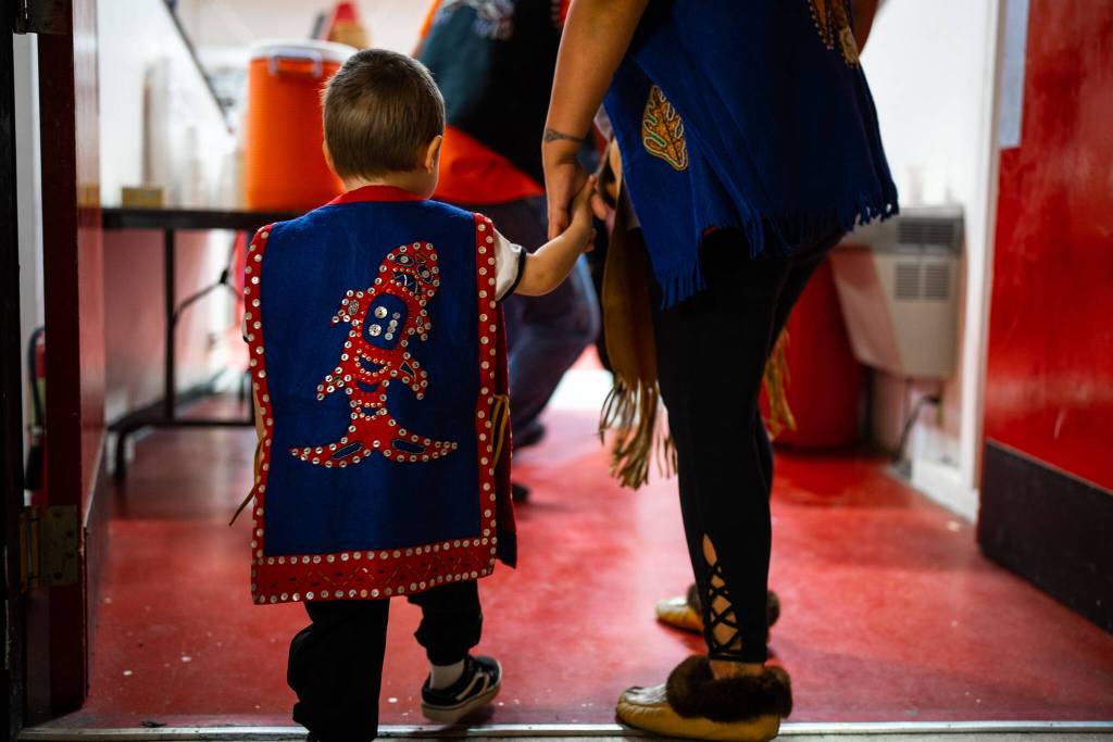 After the meal, the Keex Kwaan dance group performed for the first community event since the onset of the COVID-19 pandemic. The energy in the gymnasium was full of love and song. (Courtesy Photo / Bethany Goodrich)