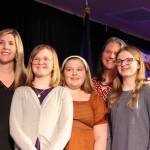 Jonson Kuhn / Juneau Empire 
Left to right, Lauren Sisler, Megyn Linstid, Alannah Zellhuber, Malinda Linstid and Anika Linstid pose for a photo after Sislers speech at Peratrovich Hall on Thursday during the Glacier Rotary Clubs second to last Pillars of America speaker series.