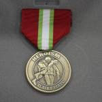 This March 28, 2023, photo shows an Alaska Heroism Medal prior to a ceremony in Gambell, Alaska, to honor 16 Alaska National Guard members. The guardsman rescued 11 Navy crewman who were injured when they crash landed on St. Lawrence Island after being shot down by Soviet MiG-15 jet fighters on June 22, 1955. (AP Photo / Mark Thiessen)