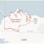 This map shows the location of the Willow oil-drilling project in Alaskas Western Arctic, which the Biden administration approved March 13. (Associated Press)