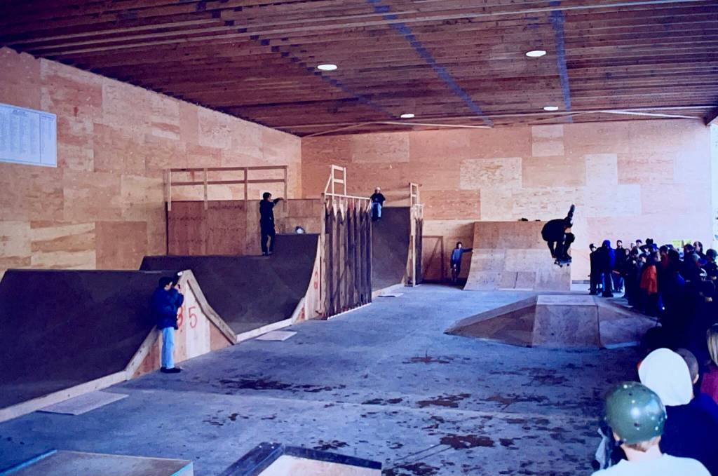 Opening day demonstrations at the Pipeline on Dec. 31, 1997. (Courtesy Photo / City and Borough of Juneau Parks and Recreation)