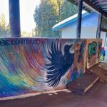 Optimistic artwork at the pipeline. (Lauren Cusimano / For the Capital City Weekly)