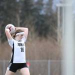 JDHS junior halfback Kaitlyn Forst throws the ball back onto the field during a Saturday afternoon game against Ketchikan at Thunder Mountain High School. (Clarise Larson / Juneau Empire)