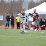 JDHS sophomore midfielder/forward Milina Mazon sprints past two Ketchikan players during a Saturday afternoon game against the team at Thunder Mountain High School. (Clarise Larson / Juneau Empire)
