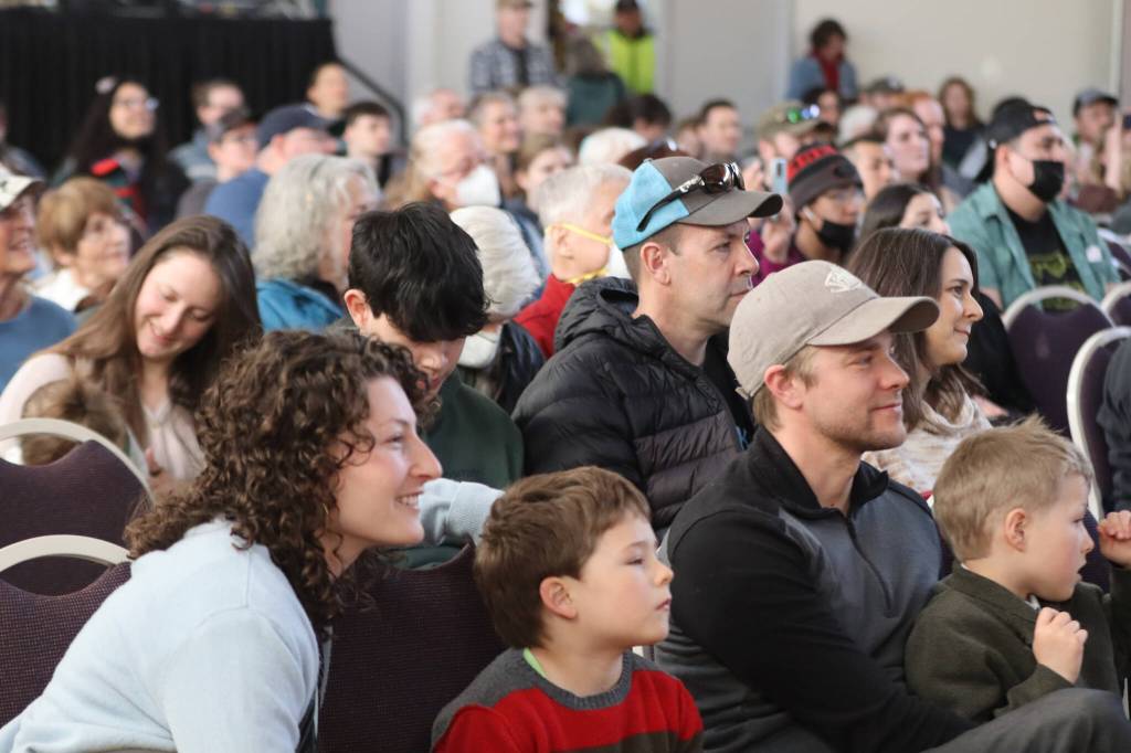 A packed house watches on as performers take to the stage on Monday night for the opening of this years Alaska Folk Festival at the Juneau Arts and Culture Center. (Jonson Kuhn / Juneau Empire)