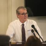 City and Borough of Juneaus city manager, Rorie Watt, speaks to the Greater Juneau Chamber of Commerce in July. On Friday Watt announced his plans to resign from his position at the end of September. (Clarise Larson / Juneau Empire File)