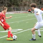 Courtesy Photo / Dana Zigmund 
JDHS junior Xavier Melancon maneuvers past a Thunder Mountain High School player on the pitch at the Adair-Kennedy field Monday evening.