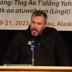 Charles Clement, president and CEO of Southeast Alaska Regional Health Consortium, speaks to the Tlingit and Haida Indian Tribes of Alaska Tribal Assembly Thursday morning about new updates and changes happening for the health consortium this year and in the future. (Clarise Larson / Juneau Empire)