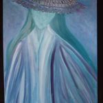 This is a picture of a piece by K̲aachgóon Rochelle Smallwood titled Saani, which was one of the many works featured in a recent art gallery hosted Friday evening at the University of Alaska Southeast that showcased students work from the UAS Northwest Coast Art program. (Clarise Larson / Juneau Empire)